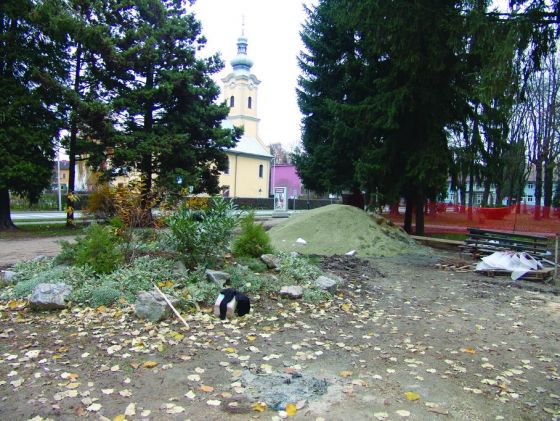Današnji izgled mjesta na kome je do kraja 1991. godine stajao kamen-temeljac pobijenim Grubišnopoljcima (snimljeno 17. novembra 2009).