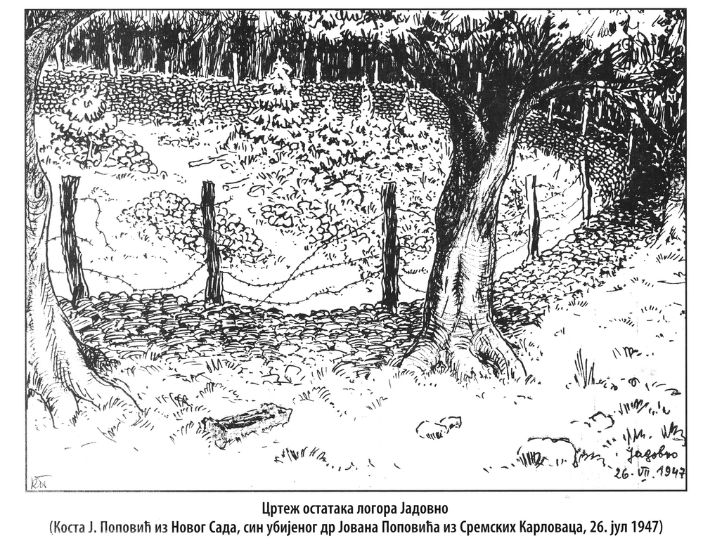 Цртеж логора Јадовно из 1947. - Коста Поповић