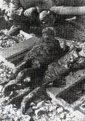 Exhumated bodies of two girls from mass grave on the island of Pag in Croatia. Trattamento degli italiani da parte Jugoslava dopo l`8. settembre 1943 (Editore Palladino), pp. 150-а.
