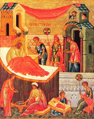 Rođenje Presvete Bogorodice - Mala Gospojina ikona XV vek- Rođenje Presvete Bogorodice - Mala Gospojina ikona XV vek