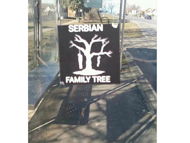Вуковар облијепљен графитима "српско породично стабло" (фото:twitter.com)
