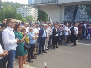 Podgorica - protesti zbog diskriminacije ćiriličnog pisma Foto: SRNA